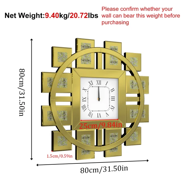 Mirrored Wall Clock Sparkle Bling