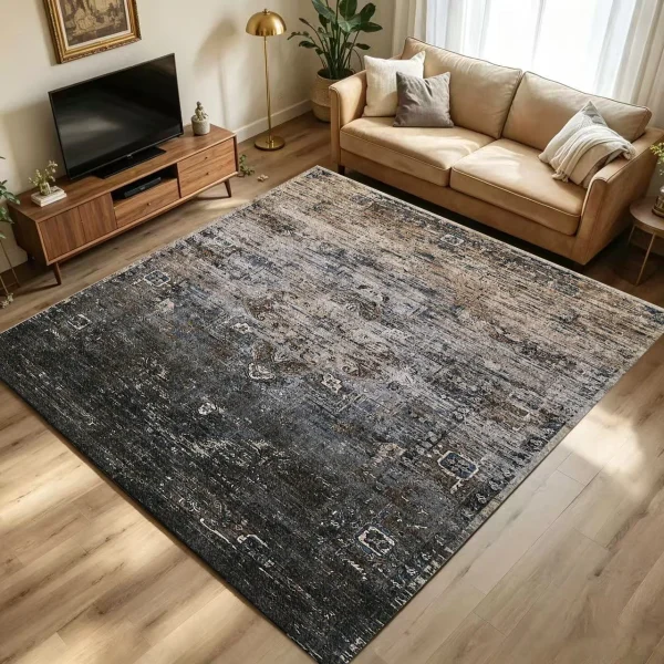 Dark Neutral Oriental Area Rug