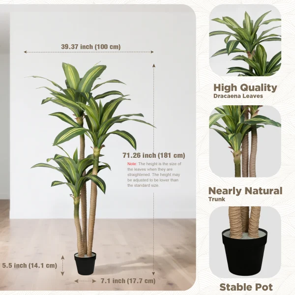 4ft/5ft/6ft Artificial Dracaena Tree