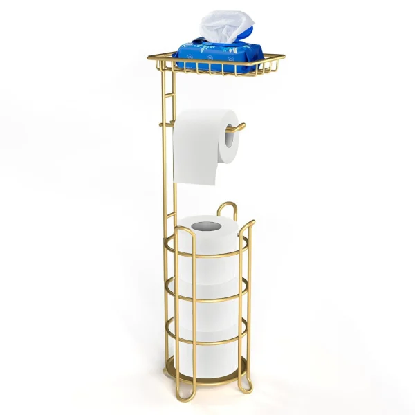 Bathroom Tissue Holder with Storage Shelf