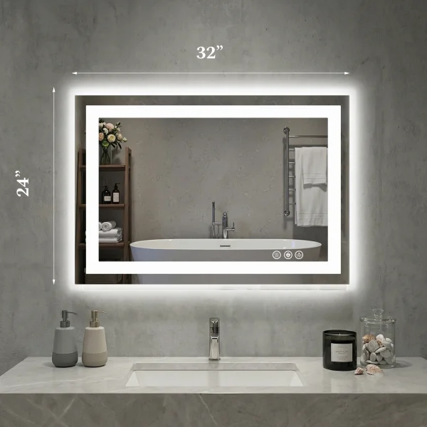 Rectangle LED Bathroom Mirror with Lights